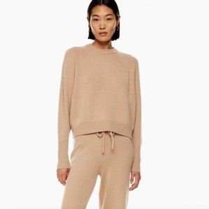 Babaton Luxe Cashmere Crewneck sweater aritzia small medium cropped camel tan